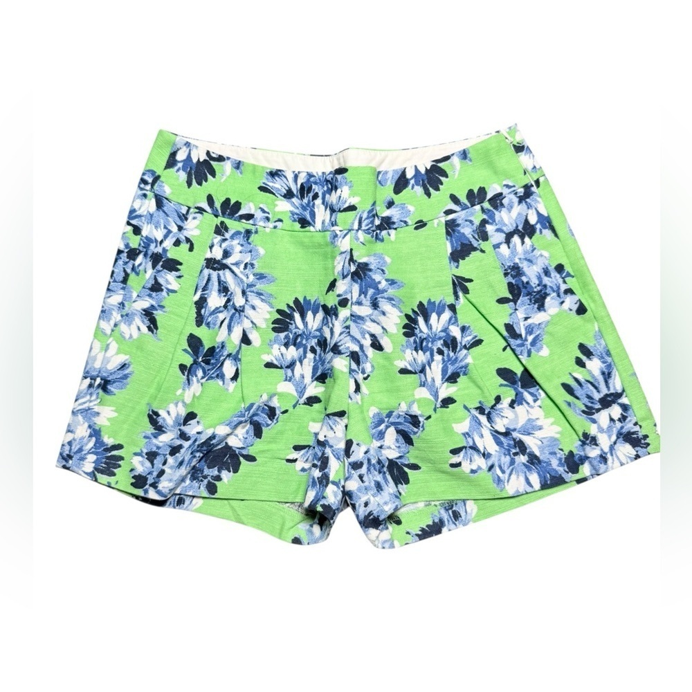 J.Crew Linen Cotton Blend Floral Shorts Green Blue Size 00